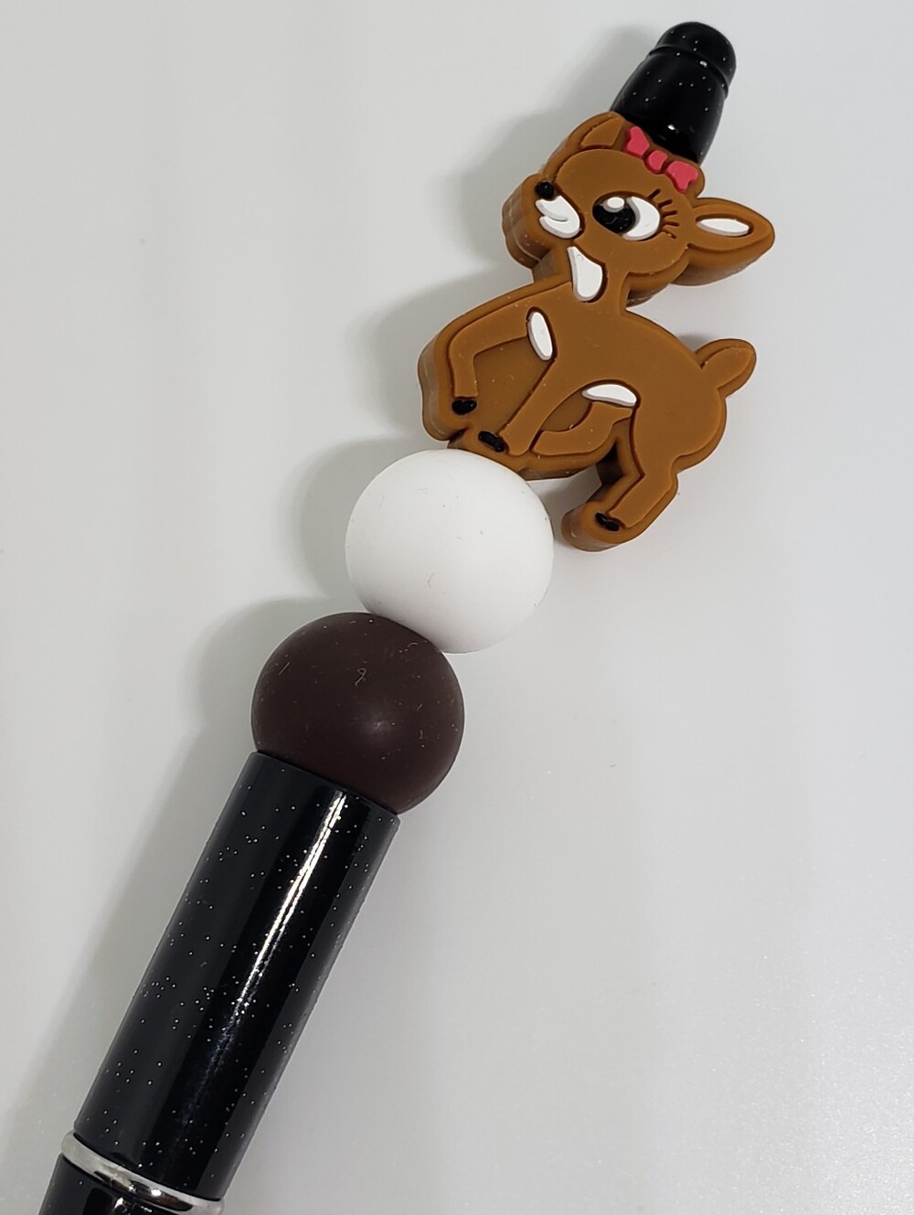 Handmade Reindeer Silicone Focal Beaded Pen